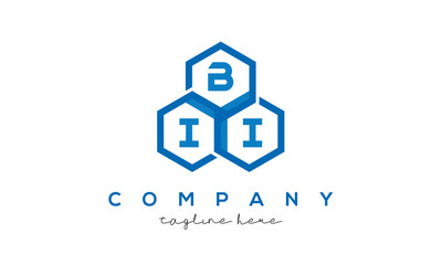 BII three letters creative polygon hexagon logo - obrazy, fototapety, plakaty