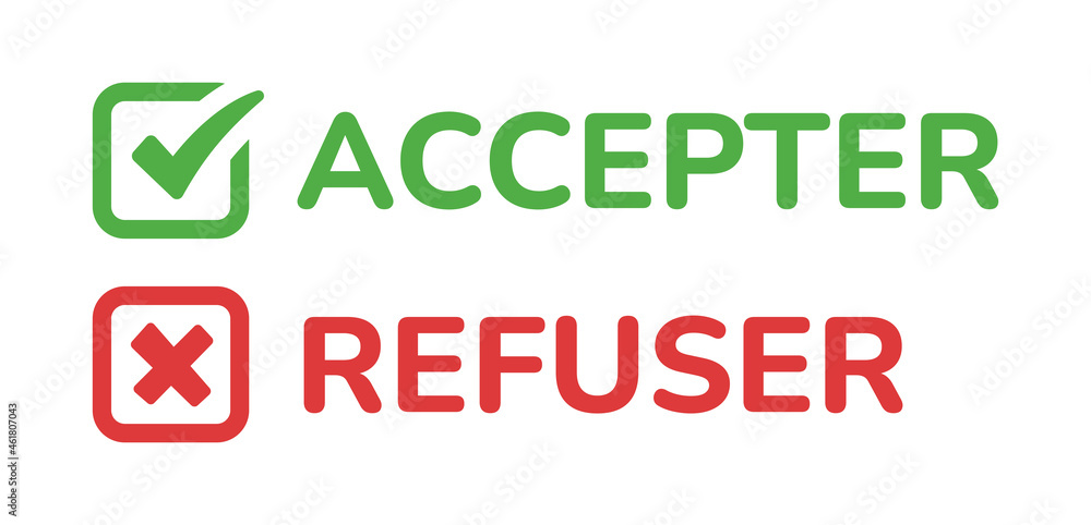 Poster accepter and refuser button icon vector isolated on white background.