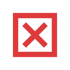 Obraz premium Cross x icon on box button. Wrong, reject icon vector illustration
