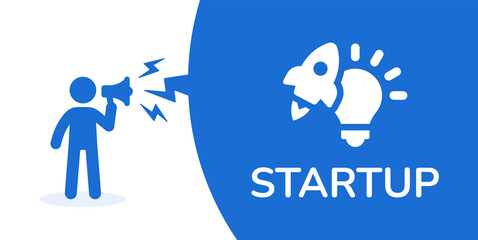 Obraz premium Rocket launch with light bulb illustration. Business or project startup banner concept.