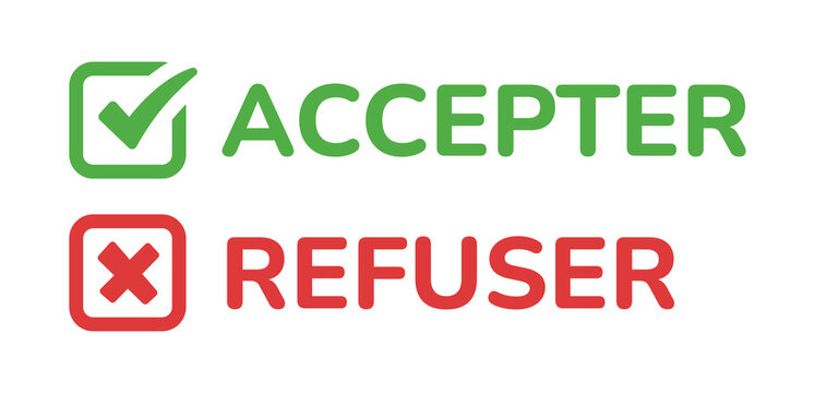 accepter and refuser button icon vector isolated on white background.
