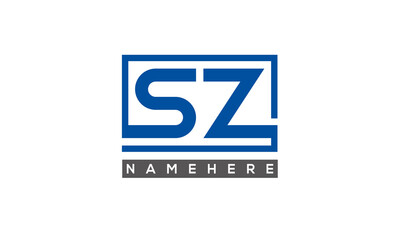 SZ Letters Logo With Rectangle Logo Vector