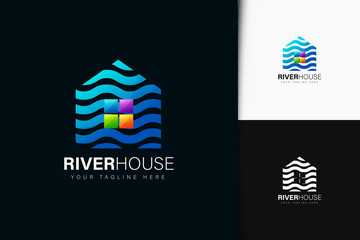 River house logo design with gradient