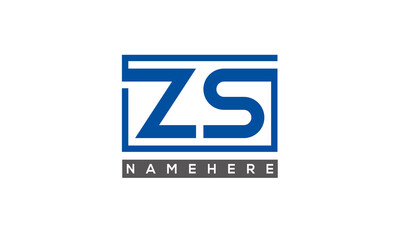 ZS Letters Logo With Rectangle Logo Vector