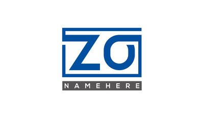 ZO Letters Logo With Rectangle Logo Vector