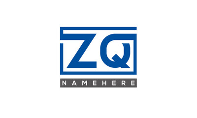 ZQ Letters Logo With Rectangle Logo Vector