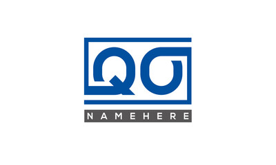 QO Letters Logo With Rectangle Logo Vector