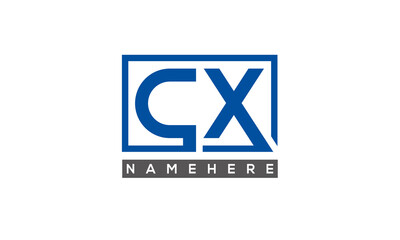 CX Letters Logo With Rectangle Logo Vector