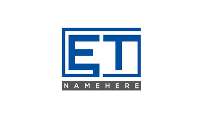 ET Letters Logo With Rectangle Logo Vector