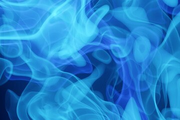 Fototapeta na wymiar 3D illustration blue abstract cloud of smoke pattern on a black isolated background