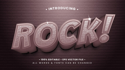 Rock Stone 3d Text Style Effect. Editable illustrator text style.