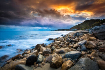 Dramatic sky on the beach in Malibu