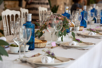Table served at wedding with natural light