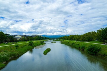 Kamo river and sky at Kyoto