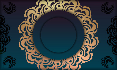 Background with gradient green color with mandala gold ornament and place under the text