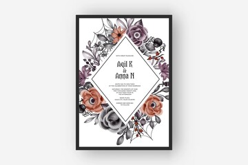 Naklejka na ściany i meble wedding invitation Happy Halloween frame with flower eyes scary