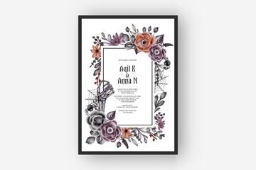 Naklejka na ściany i meble wedding invitation Happy Halloween frame with flower eyes scary