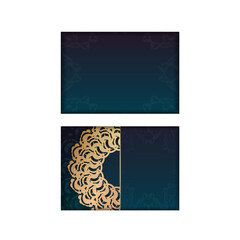 Gradient green gradient flyer with Indian gold ornaments for your design.