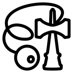 けん玉　線画　ベクターイラスト