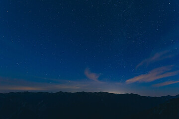 Fototapeta na wymiar 雄大な山脈と満天の星空