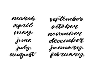 Months of the year lettering calligraphy