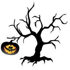 Halloween tree pumpkin cartoon scary