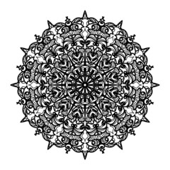 Indian Ornament black white card with mandala
