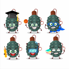 School student of granade firecracker cartoon character with various expressions