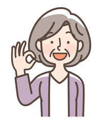 いいねポーズをするおばあさん