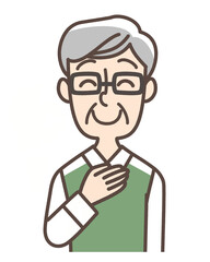 安心しているおじいさん