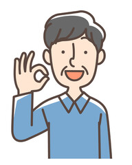 ばっちりポーズの男性