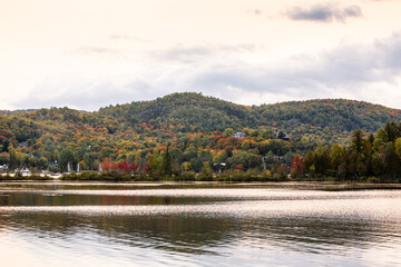 Fototapeta premium The resort on the lake with mountains