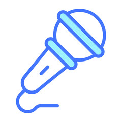 Microphone blue outline icon, Merry Christmas and Happy New Year icons for web and mobile design.