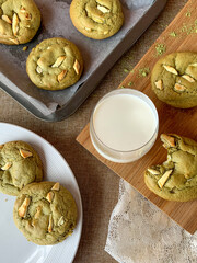 Matcha cookies with white chocolate
