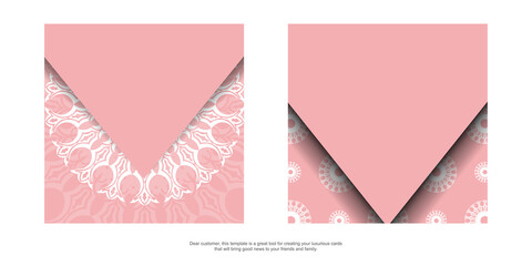 Postcard in pink color with Greek white pattern prepared for typography.
