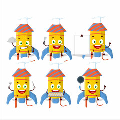 Cartoon character of firework rocket festival with various chef emoticons