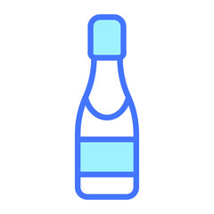 Champagne blue outline icon, Merry Christmas and Happy New Year icons for web and mobile design.