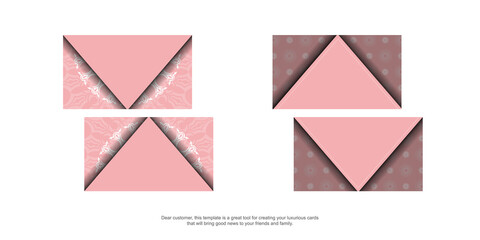 Pink color business card with vintage white ornament for your business.