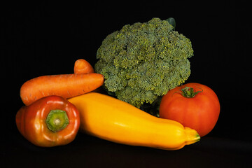 Vegetables on black background