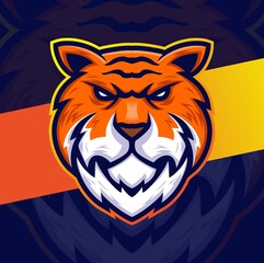 tiger head mascot esport character design for game sport and animal logo design