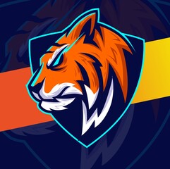 tiger head mascot esport character design for game sport and animal logo design