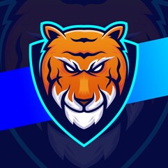 tiger head mascot esport character design for game sport and animal logo design