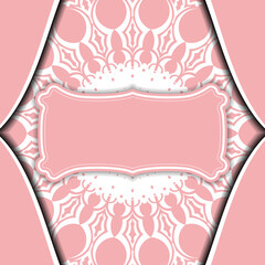 Pink banner with Greek white ornaments and place for text