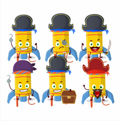 Cartoon character of firework rocket festival with various pirates emoticons