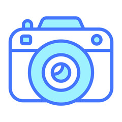 camera blue outline icon, Merry Christmas and Happy New Year icons for web and mobile design.