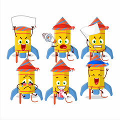 Fototapeta premium Mascot design style of firework rocket festival character as an attractive supporter