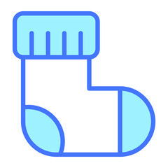 sock blue outline icon, Merry Christmas and Happy New Year icons for web and mobile design.