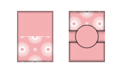 Pink color brochure with abstract white pattern for your congratulations.