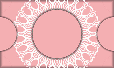 Pink banner with luxurious white ornaments and a place for the logo