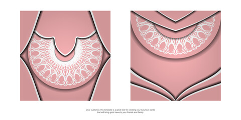 Pink brochure with Greek white pattern for your congratulations.